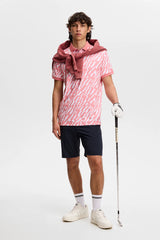 30% OFF - J.LINDEBERG Tour Tech Print Golf Polo Shirt – Men’s – Oak Flamingo - Size: XL