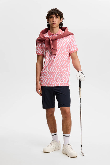 30% OFF - J.LINDEBERG Tour Tech Print Golf Polo Shirt – Men’s – Oak Flamingo - Size: XL