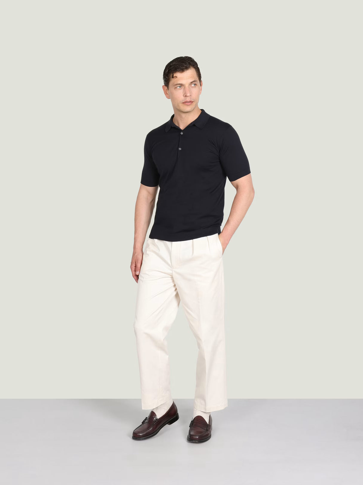 JOHN SMEDLEY Adrian Polo Shirt – Sea Island Cotton – Midnight