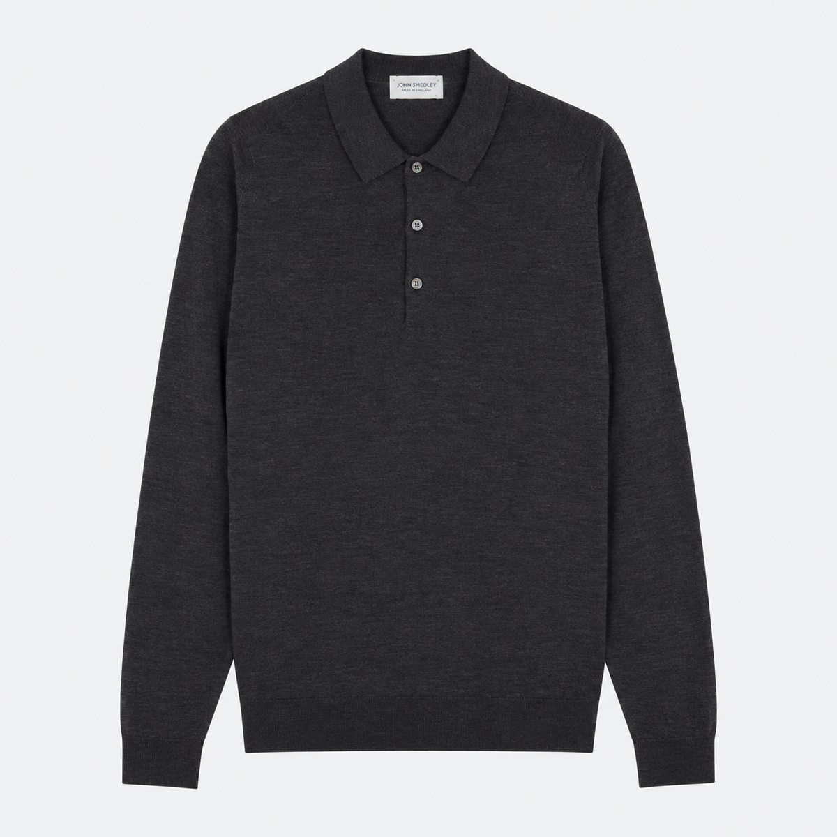 John Smedley Belper long sleeve polo in Hepburn Smoke