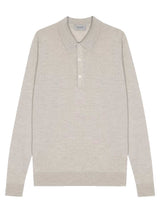 JOHN SMEDLEY Belper Long Sleeved Polo Shirt – Extra Fine Merino Wool – Grey Fleece