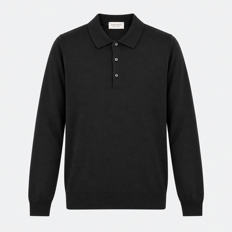 John Smedley Bradwell long sleeve polo in Black