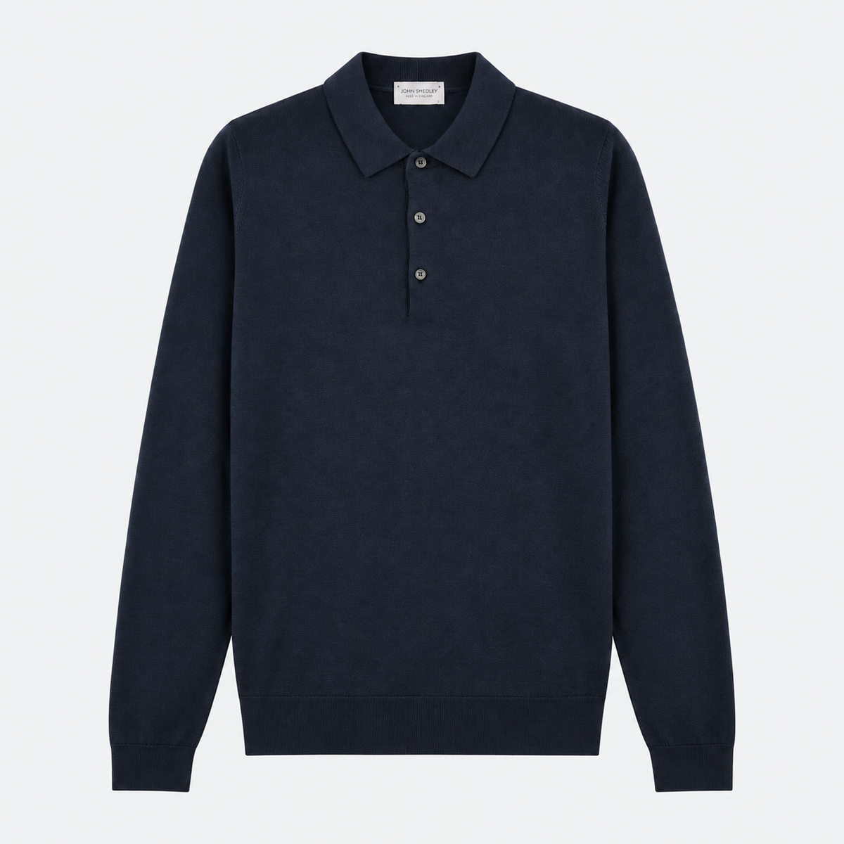 John Smedley Bradwell long sleeve polo in French Navy