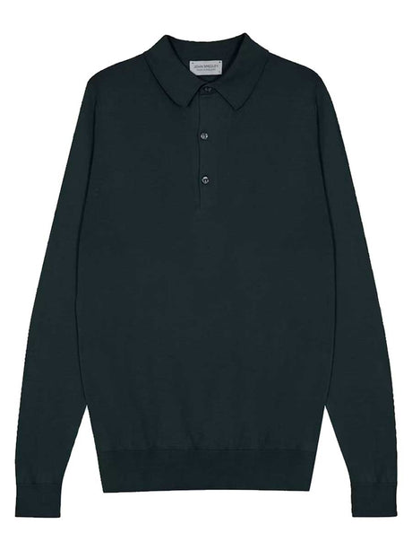 JOHN SMEDLEY Bradwell Long Sleeved Polo Shirt – Sea Island Cotton – Rainforest