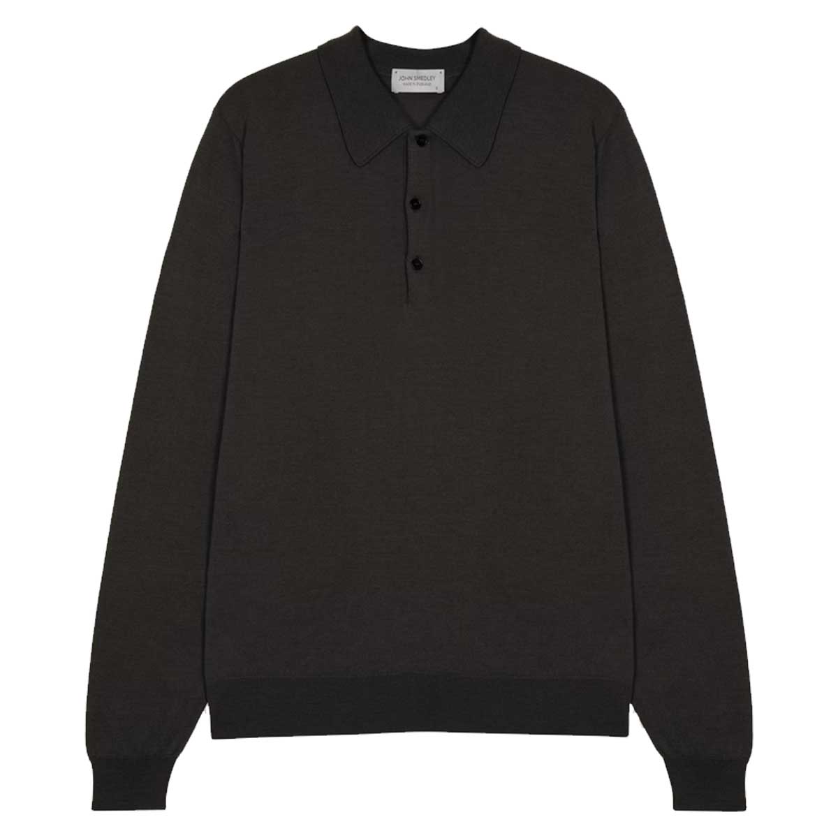 JOHN SMEDLEY Caverhill Long Sleeved Polo Shirt – Extra Fine Merino Wool – Faulkner Brown