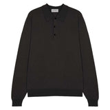 JOHN SMEDLEY Caverhill Long Sleeved Polo Shirt – Extra Fine Merino Wool – Faulkner Brown