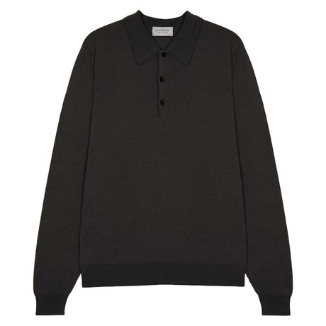 JOHN SMEDLEY Caverhill Long Sleeved Polo Shirt – Extra Fine Merino Wool – Faulkner Brown