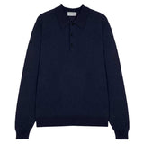 JOHN SMEDLEY Caverhill Long Sleeved Polo Shirt – Extra Fine Merino Wool – Midnight