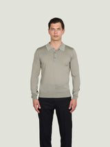 JOHN SMEDLEY Caverhill Long Sleeved Polo Shirt – Extra Fine Merino Wool – Thistle Dew