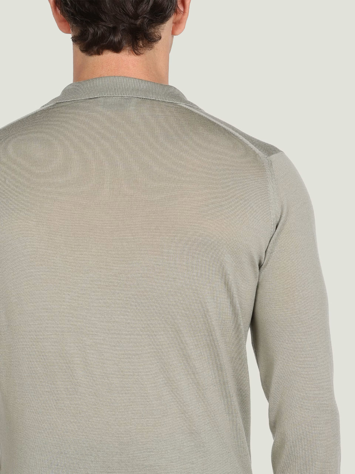 JOHN SMEDLEY Caverhill Long Sleeved Polo Shirt – Extra Fine Merino Wool – Thistle Dew