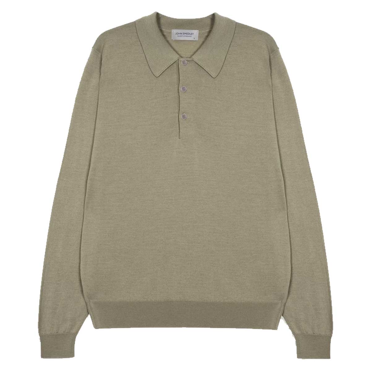 JOHN SMEDLEY Caverhill Long Sleeved Polo Shirt – Extra Fine Merino Wool – Thistle Dew
