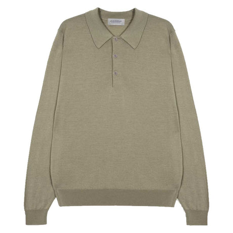 JOHN SMEDLEY Caverhill Long Sleeved Polo Shirt – Extra Fine Merino Wool – Thistle Dew