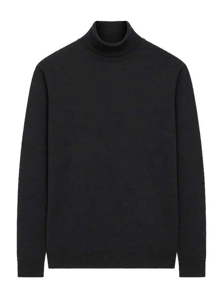 JOHN SMEDLEY Cherwell Roll Neck Jumper – Extra Fine Merino Wool – Black