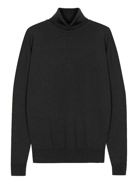 JOHN SMEDLEY Connell Roll Neck Jumper – Extra Fine Merino Wool – Black
