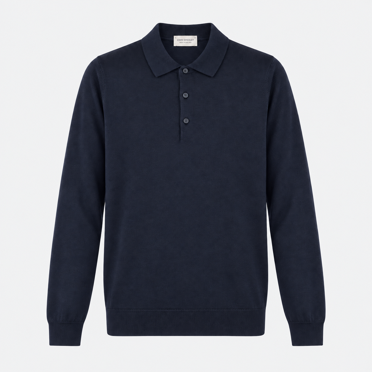 John Smedley Finchley long sleeve polo in French Navy