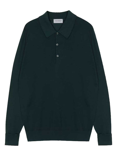 JOHN SMEDLEY Finchley Long Sleeved Polo Shirt – Sea Island Cotton – Rainforest