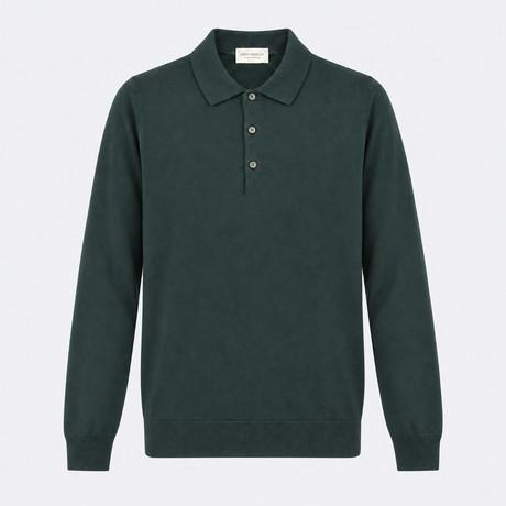 John Smedley Finchley long sleeve polo in Rainforest