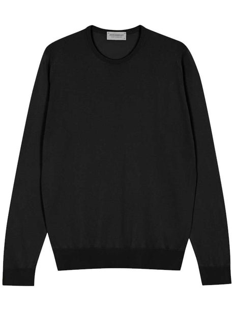 JOHN SMEDLEY Hatfield Crew Neck Jumper – Sea Island Cotton – Black