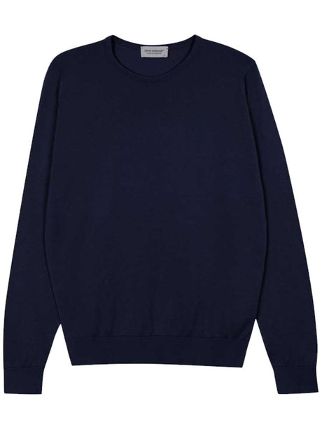 JOHN SMEDLEY Hatfield Crew Neck Jumper – Sea Island Cotton – French Navy