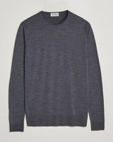 John Smedley Lundy merino crew neck jumper in Charcoal — front view