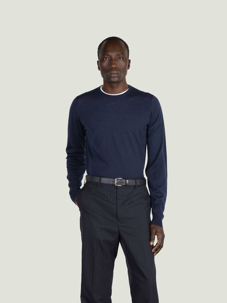 JOHN SMEDLEY Lundy Crew Neck Jumper – Extra Fine Merino Wool – Midnight