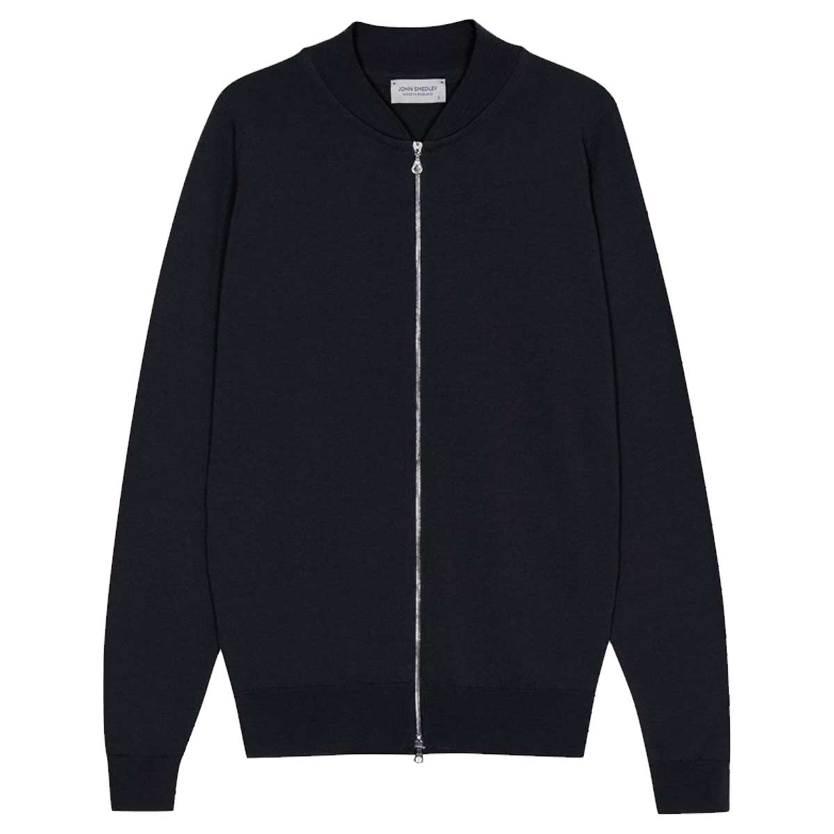 JOHN SMEDLEY Maclean Full-Zip Jumper – Extra Fine Merino Wool – Midnight
