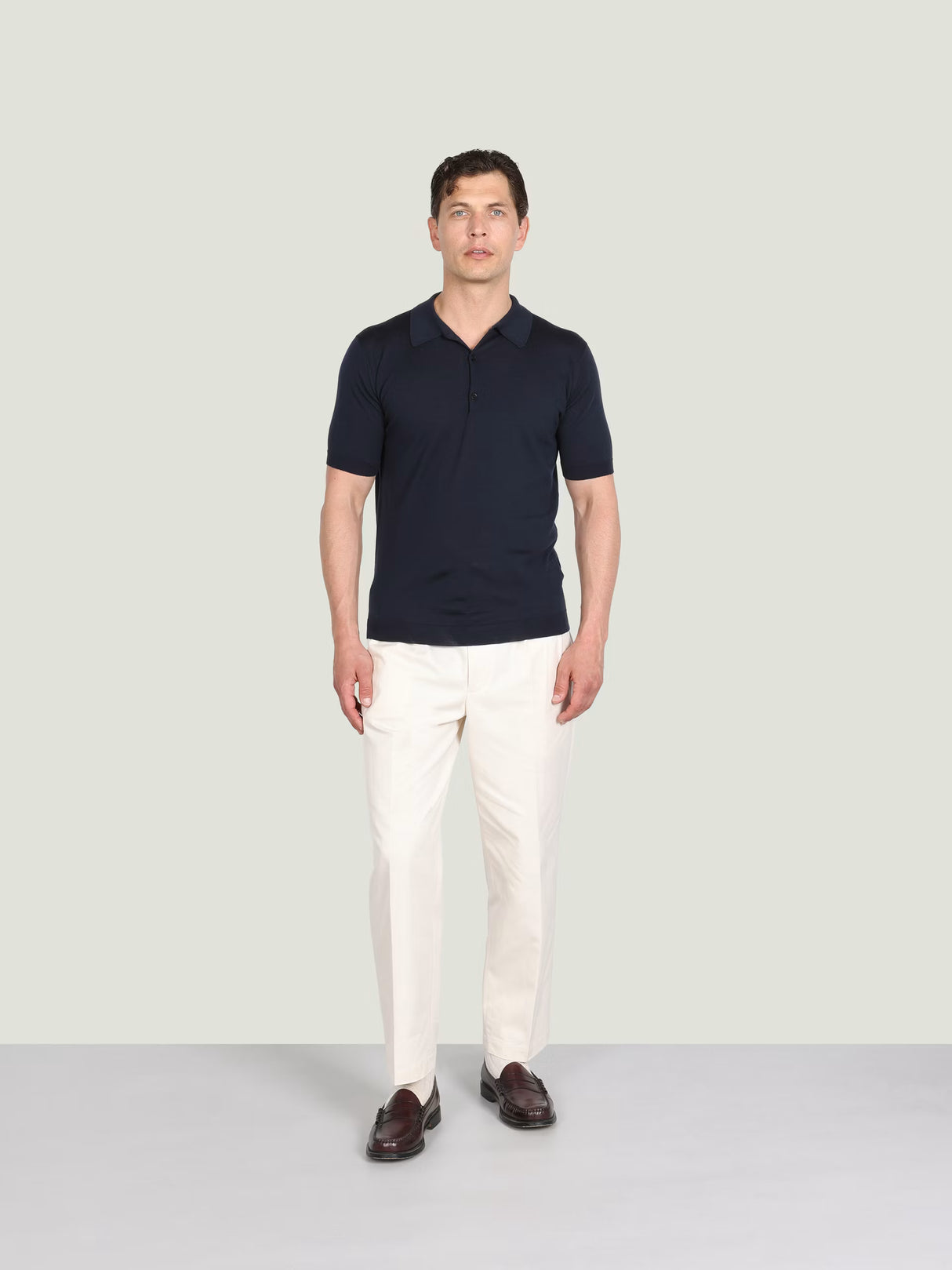 JOHN SMEDLEY Macloud Polo Shirt – Extra Fine Merino Wool – Midnight