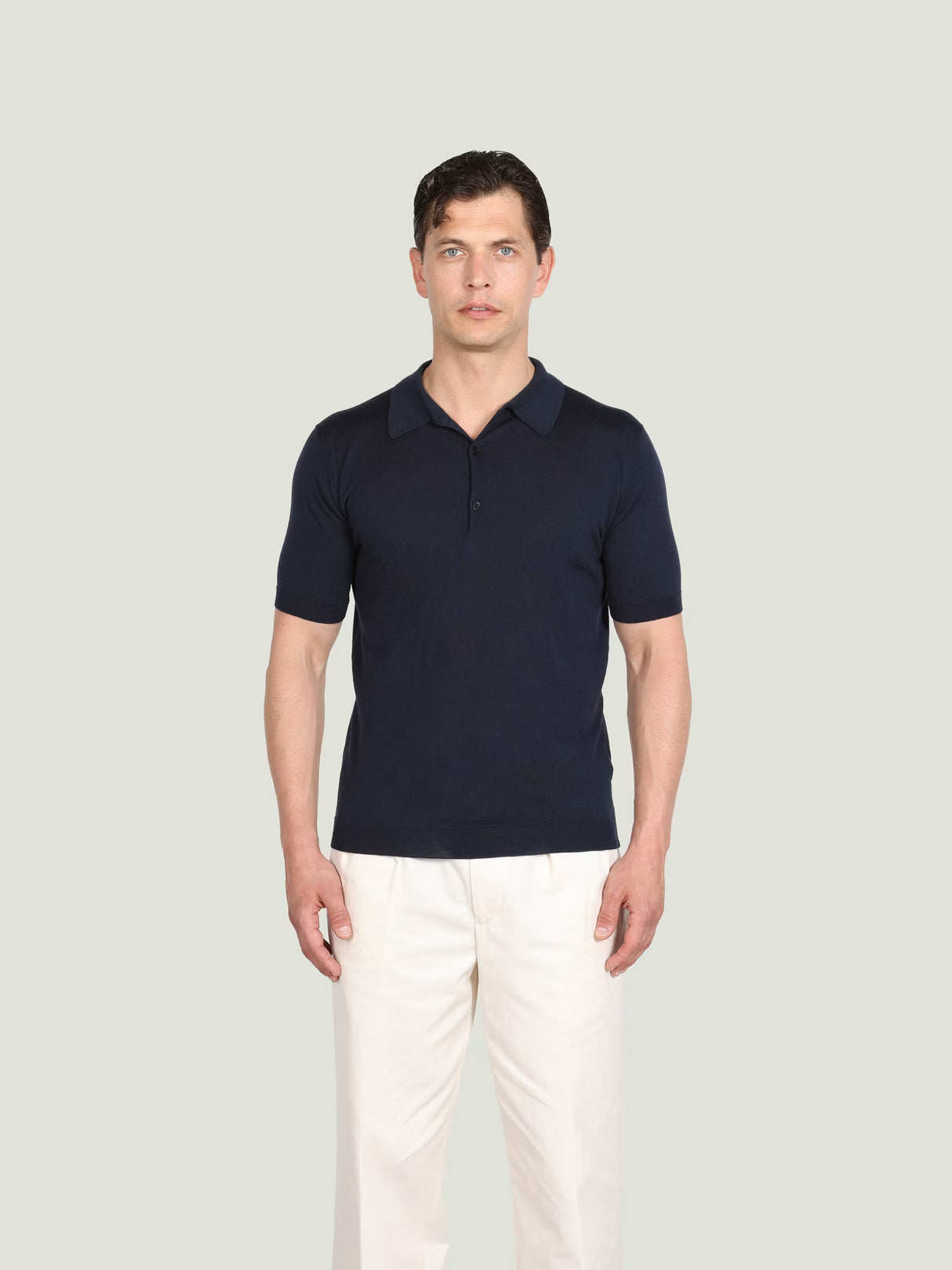 JOHN SMEDLEY Macloud Polo Shirt – Extra Fine Merino Wool – Midnight