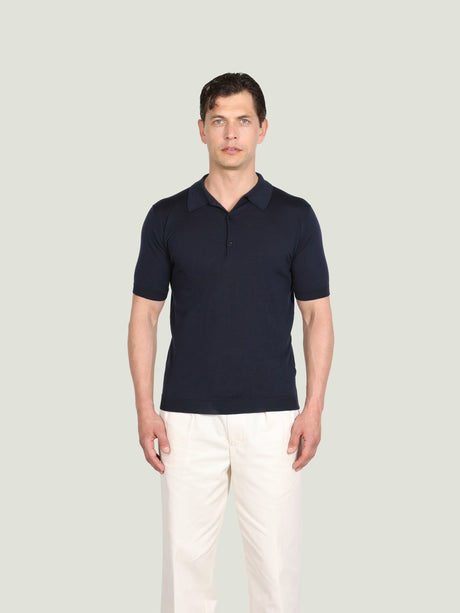 JOHN SMEDLEY Macloud Polo Shirt – Extra Fine Merino Wool – Midnight