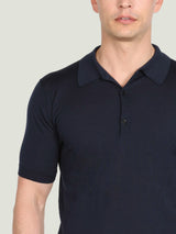 JOHN SMEDLEY Macloud Polo Shirt – Extra Fine Merino Wool – Midnight