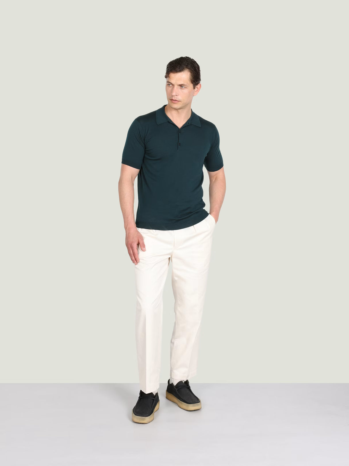 JOHN SMEDLEY Macloud Polo Shirt – Extra Fine Merino Wool – Richardson Green
