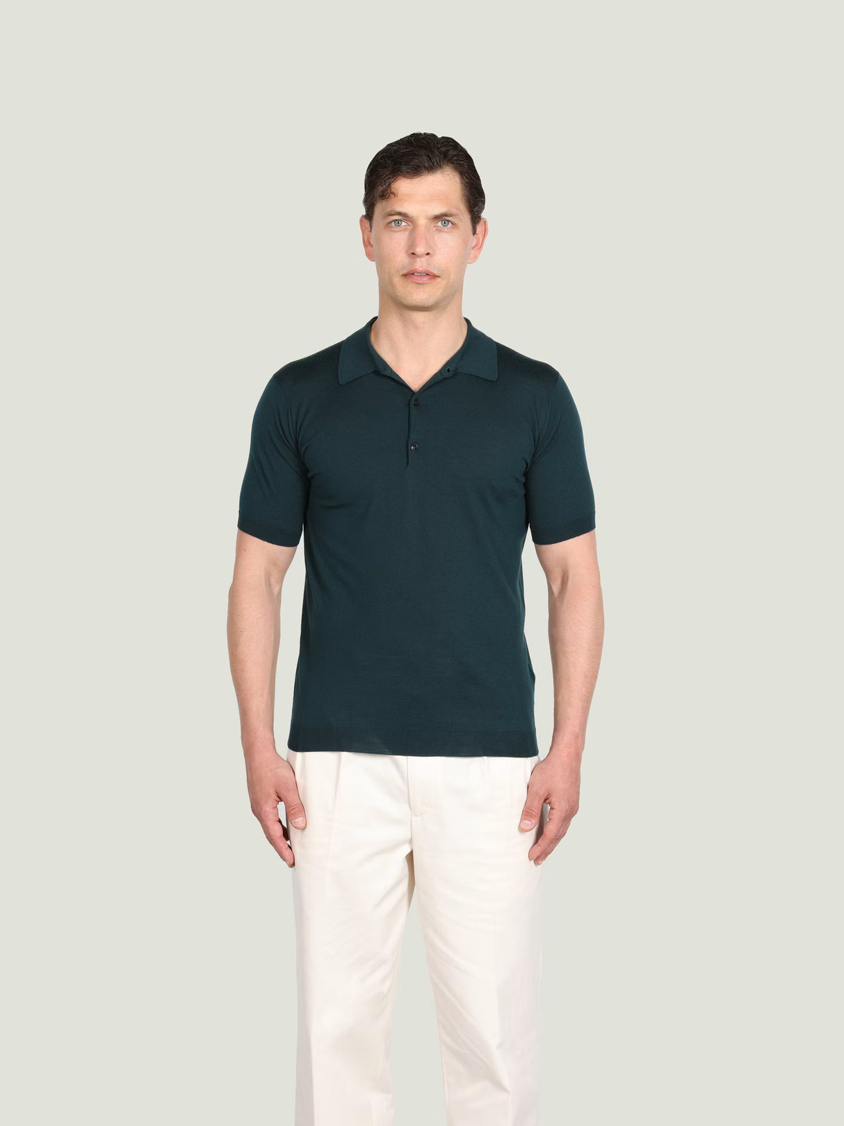 JOHN SMEDLEY Macloud Polo Shirt – Extra Fine Merino Wool – Richardson Green