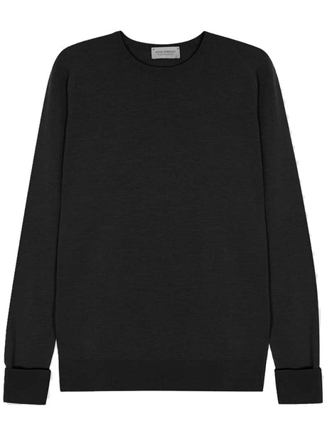 JOHN SMEDLEY Marcus Crew Neck Jumper – Extra Fine Merino Wool – Black