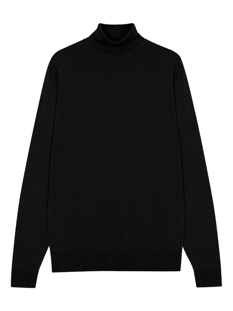 JOHN SMEDLEY Richards Roll Neck Jumper – Extra Fine Merino Wool – Black