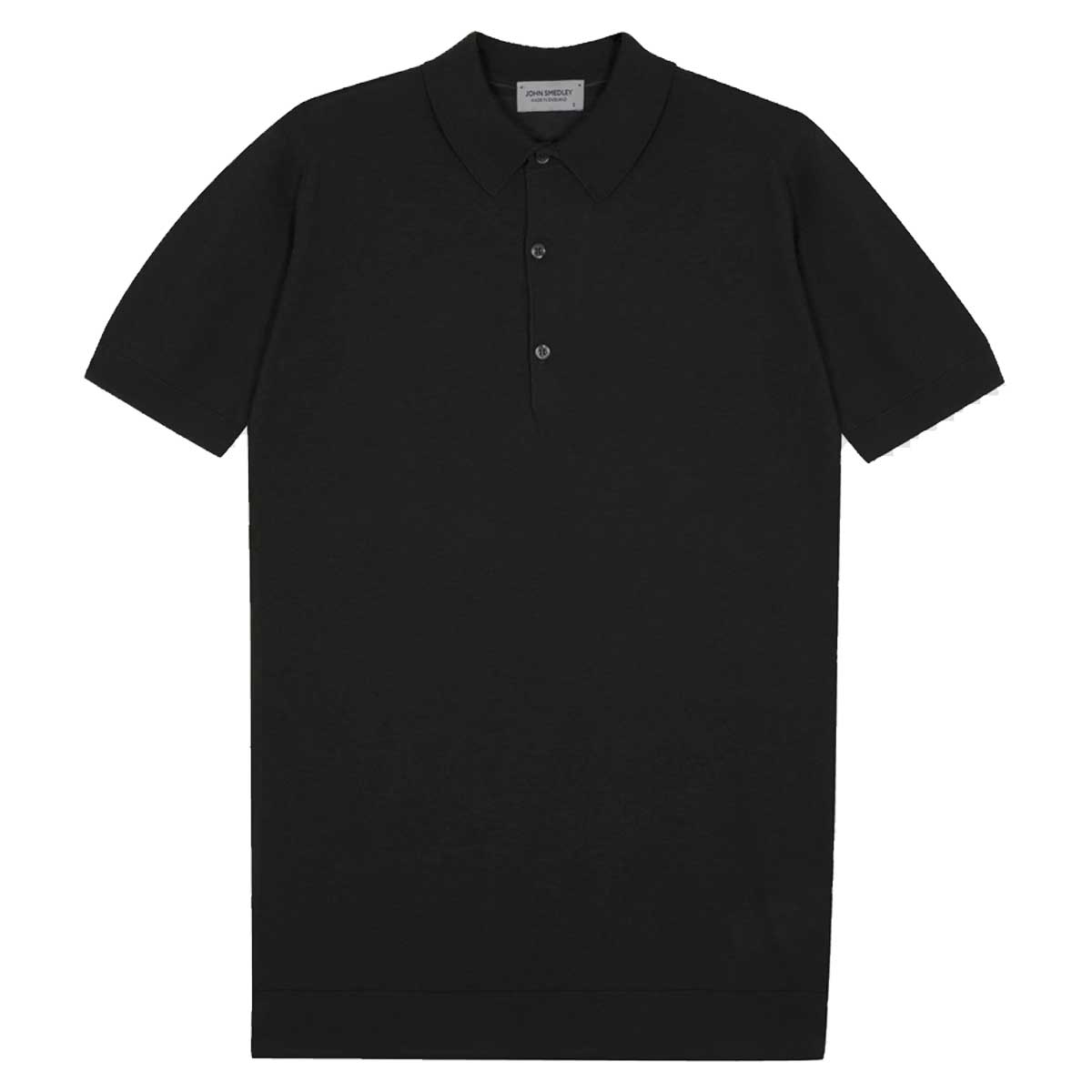JOHN SMEDLEY Roth Textured Polo Shirt – Sea Island Cotton – Black