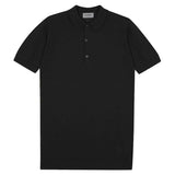 JOHN SMEDLEY Roth Textured Polo Shirt – Sea Island Cotton – Black