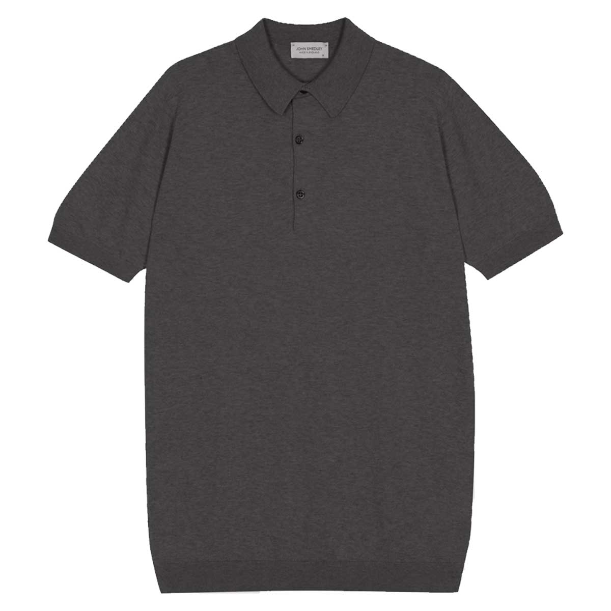 JOHN SMEDLEY Roth Textured Polo Shirt – Sea Island Cotton – Charcoal