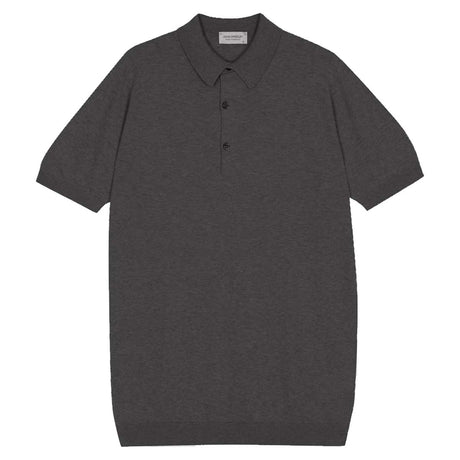 JOHN SMEDLEY Roth Textured Polo Shirt – Sea Island Cotton – Charcoal