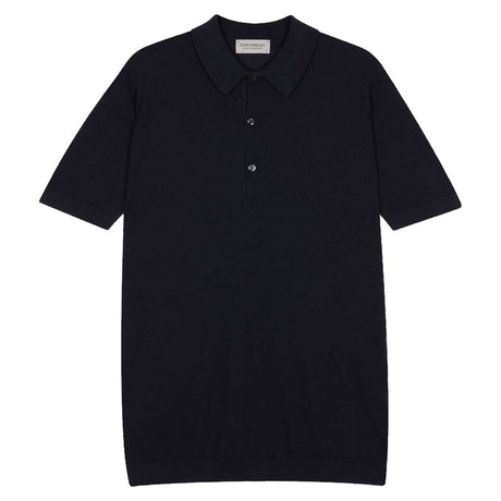 JOHN SMEDLEY Roth Textured Polo Shirt – Sea Island Cotton – Midnight