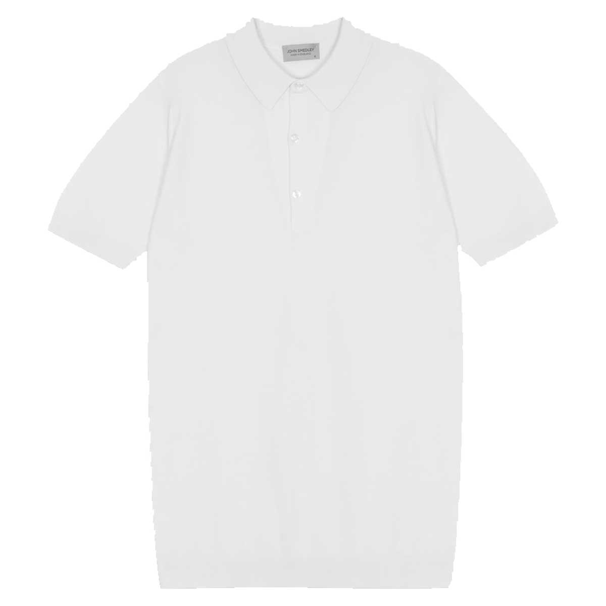 JOHN SMEDLEY Roth Textured Polo Shirt – Sea Island Cotton – White