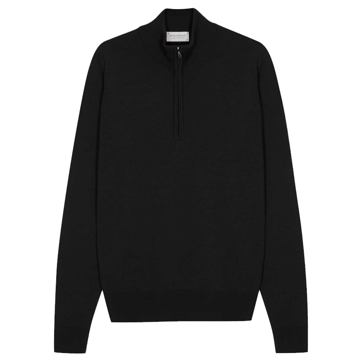 JOHN SMEDLEY Tapton Quarter Zip – Extra Fine Merino Wool – Black