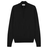 JOHN SMEDLEY Tapton Quarter Zip – Extra Fine Merino Wool – Black