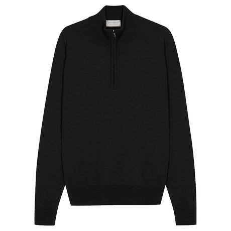 JOHN SMEDLEY Tapton Quarter Zip – Extra Fine Merino Wool – Black