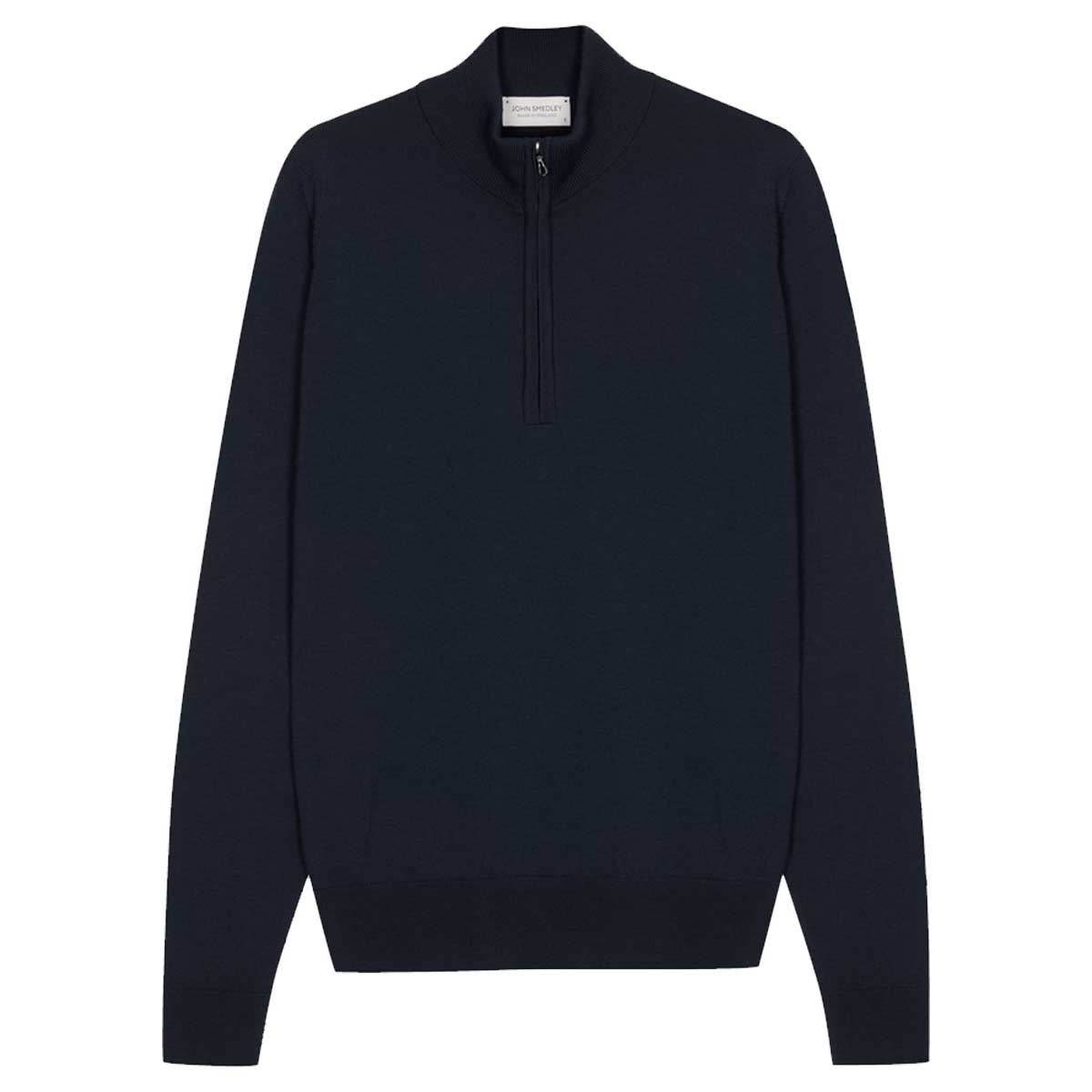 JOHN SMEDLEY Tapton Quarter Zip – Extra Fine Merino Wool – Midnight