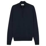 JOHN SMEDLEY Tapton Quarter Zip – Extra Fine Merino Wool – Midnight