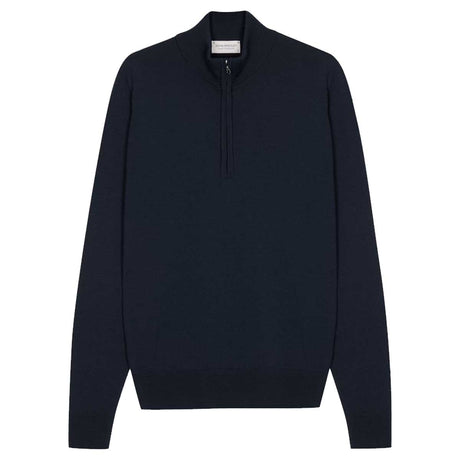 JOHN SMEDLEY Tapton Quarter Zip – Extra Fine Merino Wool – Midnight