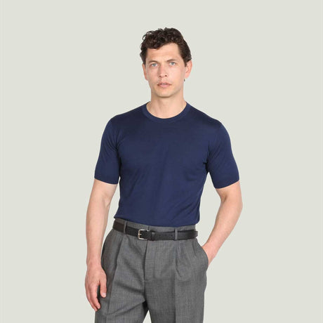 JOHN SMEDLEY Torin T-Shirt – Sea Island Cotton – French Navy