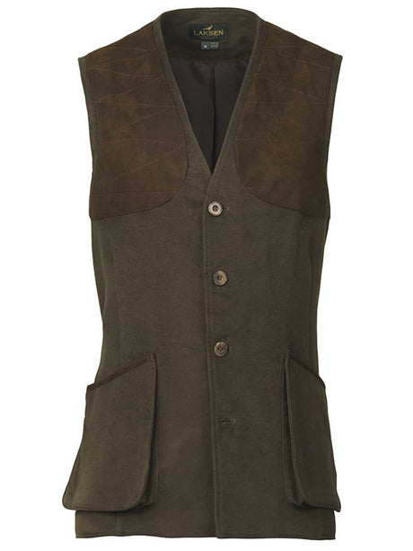 LAKSEN Belgravia Leith Moleskin Shooting Vest - Mens - Loden
