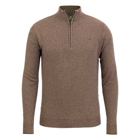 LAKSEN Brompton Zip Neck Lambswool Sweater - Mens - Camel