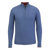 LAKSEN Brompton Zip Neck Lambswool Sweater - Mens - Loch Blue